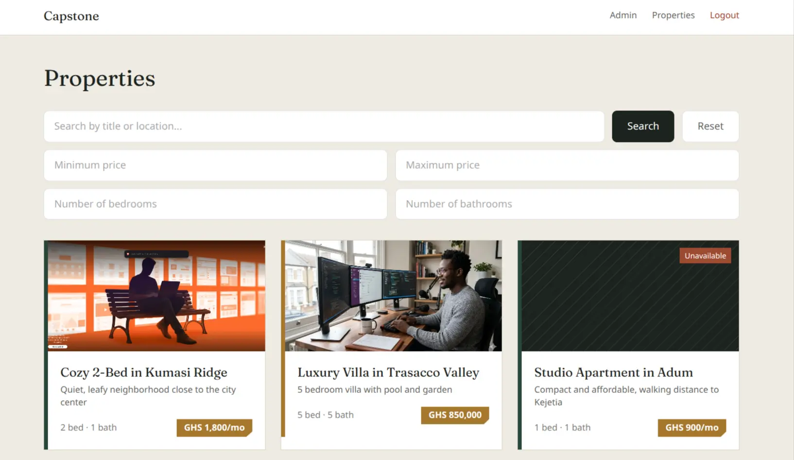 Capstone website preview