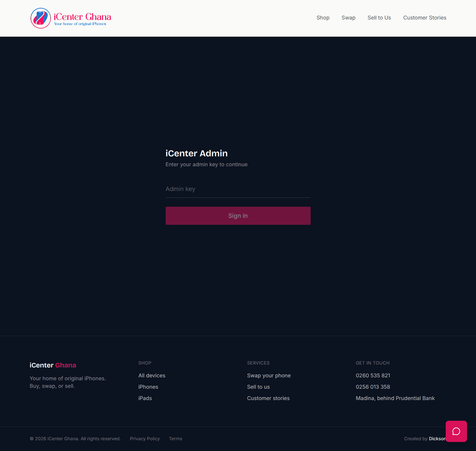 Admin login