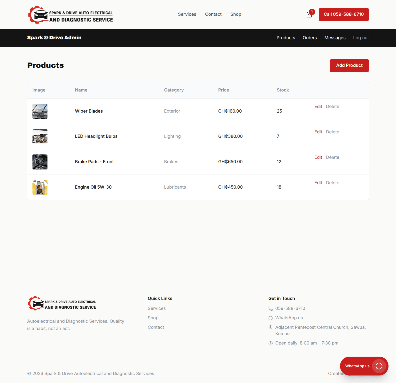 Admin products